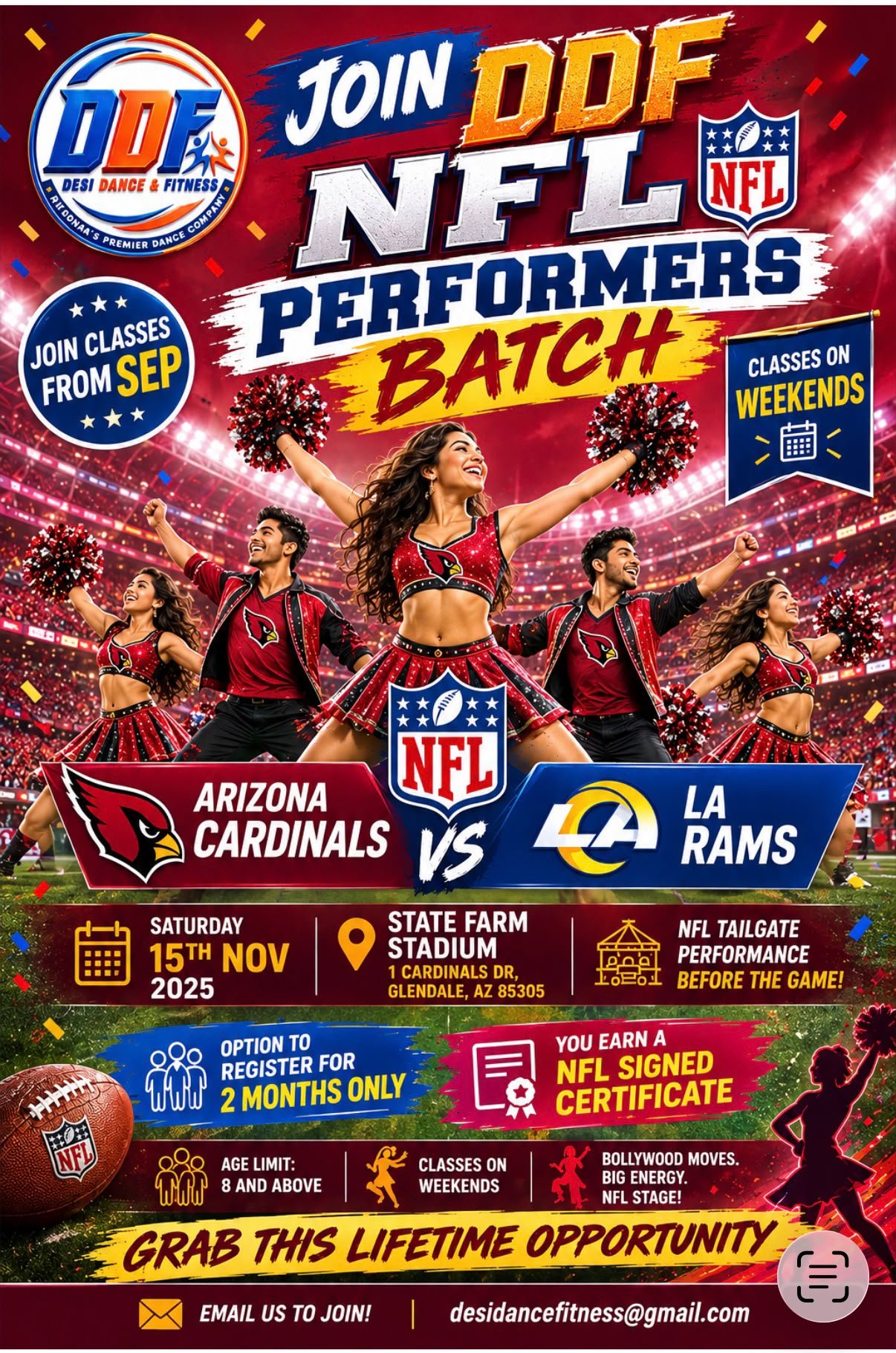 NFL Dance Performance Opportunity - 2 Months Practice flyer